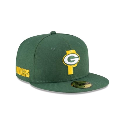 Green Green Bay Packers Hat - New Era NFL Logo Mix 59FIFTY Fitted Caps USA3871429